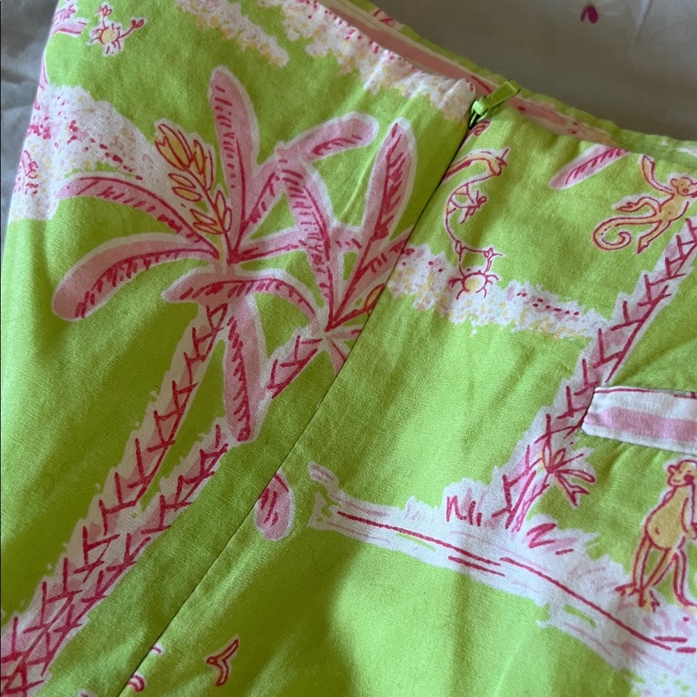 Lilly Pulitzer Green and Pink Mini Skirt with Floral Accents - Picture 7 of 7
